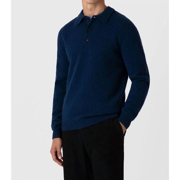 NEW SUNSPEL lambswool polo shirt in naval blue
